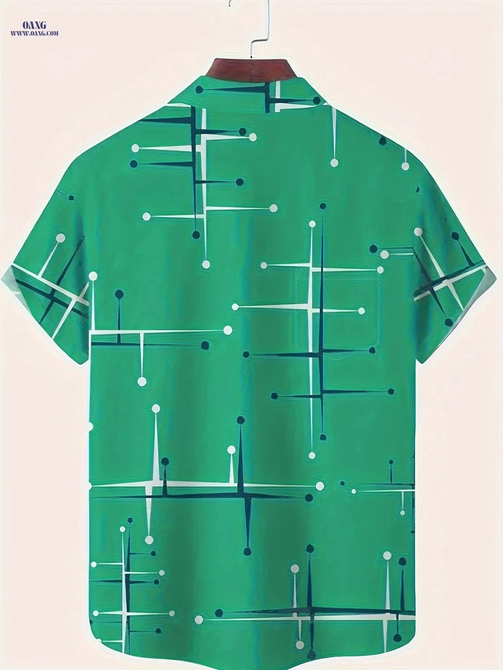 Men's Fashion Short Sleeve Shirt - Irregular Print, Lapel Collar   OAXG Light Green / FR M