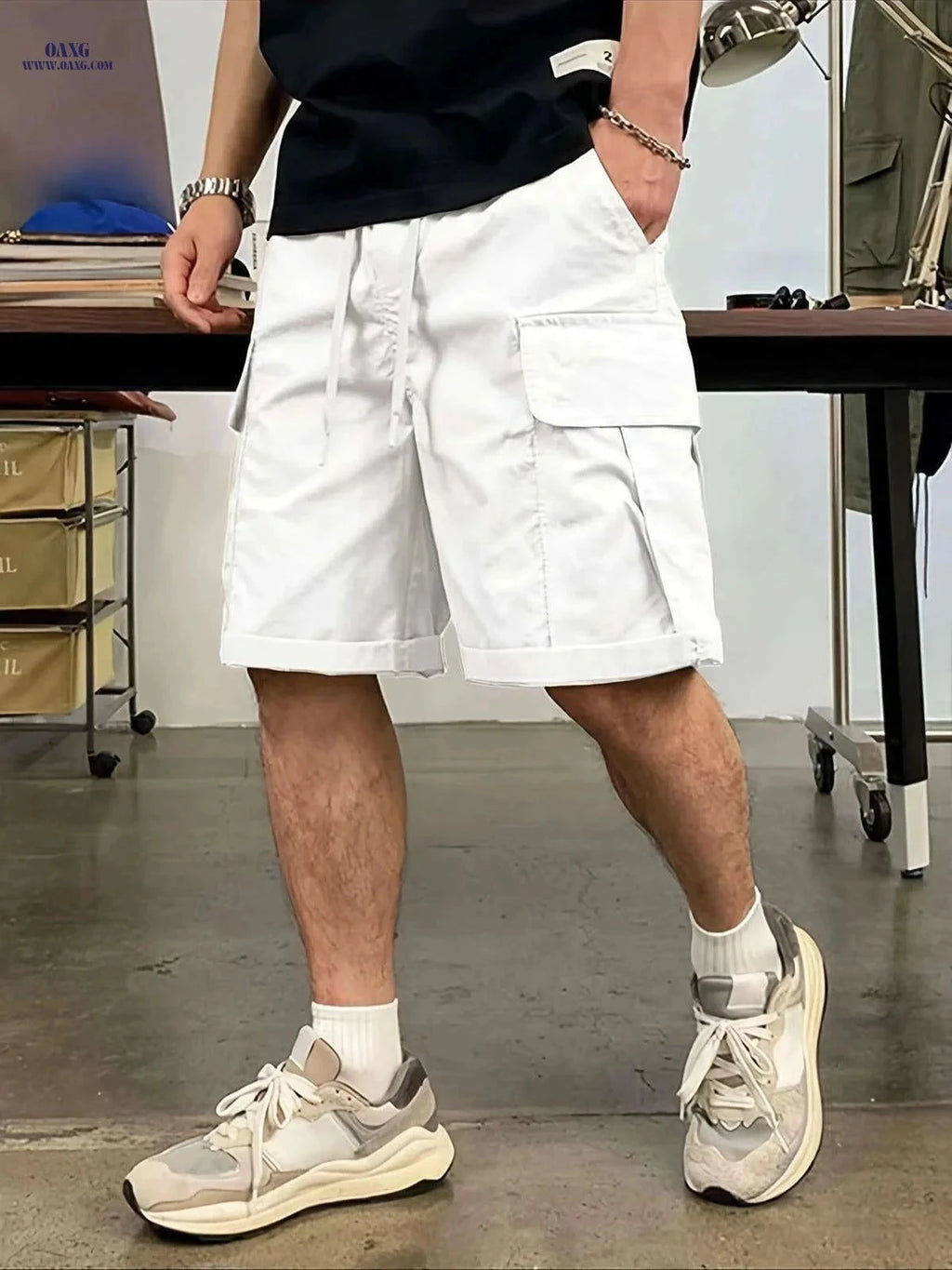 Men's Fashionable Workwear Shorts - Comfortable Loose Fit & Durable Design   OAXG Black / FR S