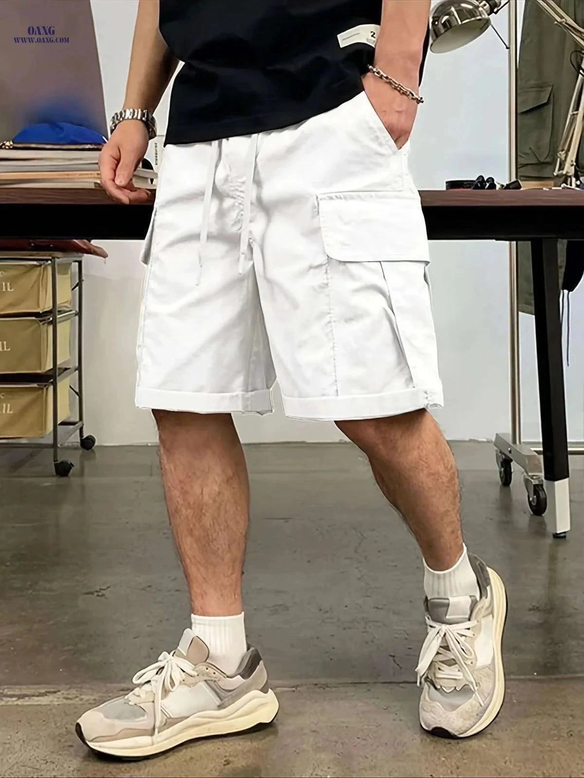 Men's Fashionable Workwear Shorts - Comfortable Loose Fit & Durable Design   OAXG Black / FR S