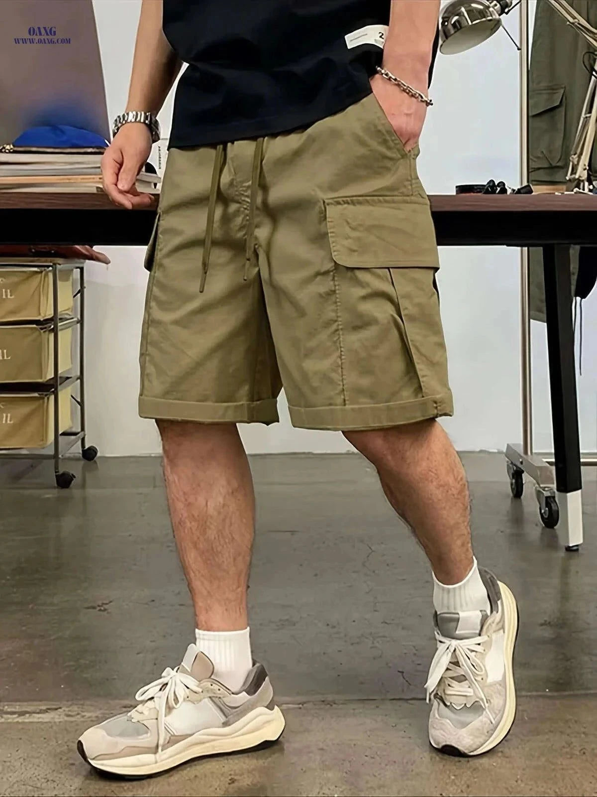 Men's Fashionable Workwear Shorts - Comfortable Loose Fit & Durable Design   OAXG Black / FR S