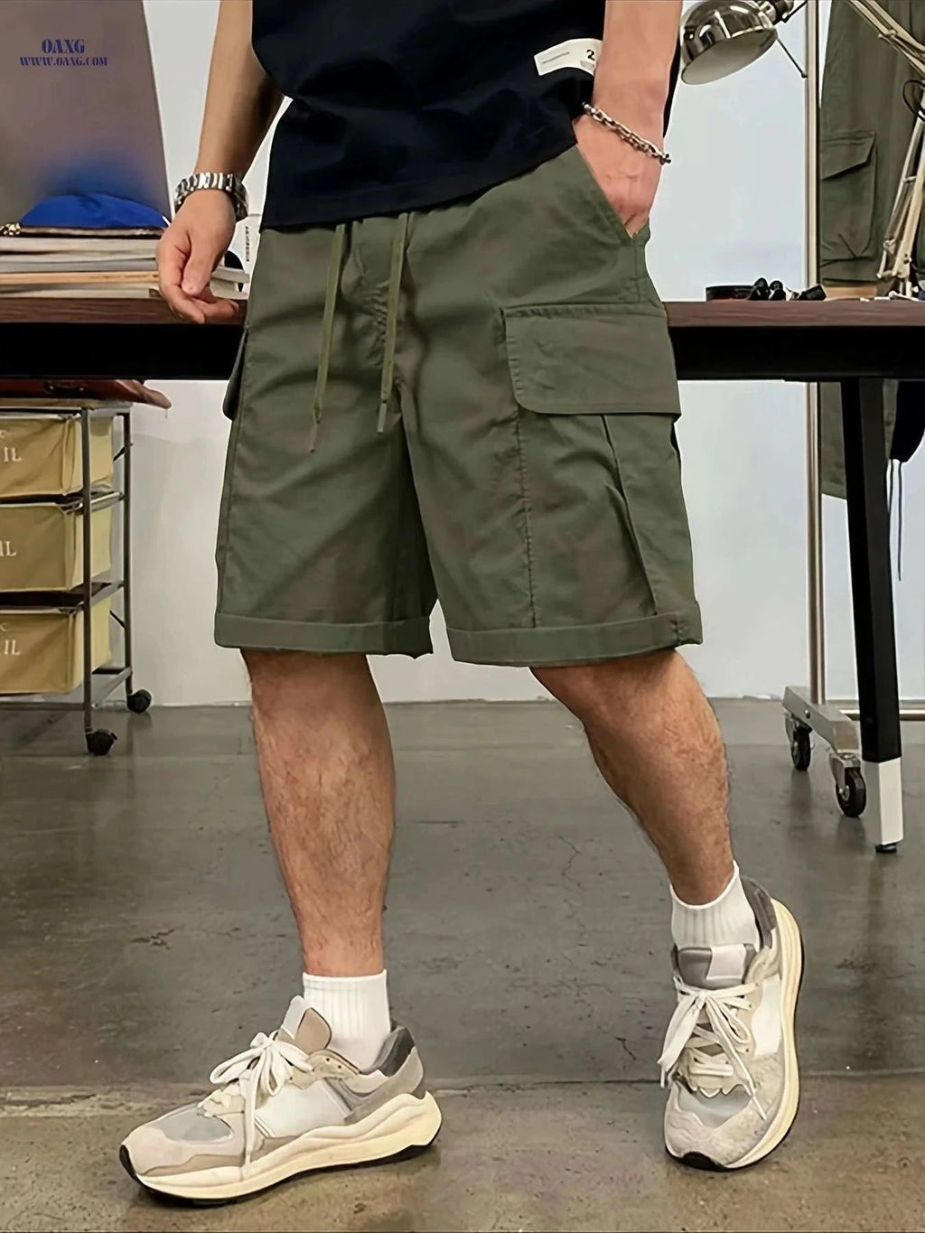 Men's Fashionable Workwear Shorts - Comfortable Loose Fit & Durable Design   OAXG Black / FR S
