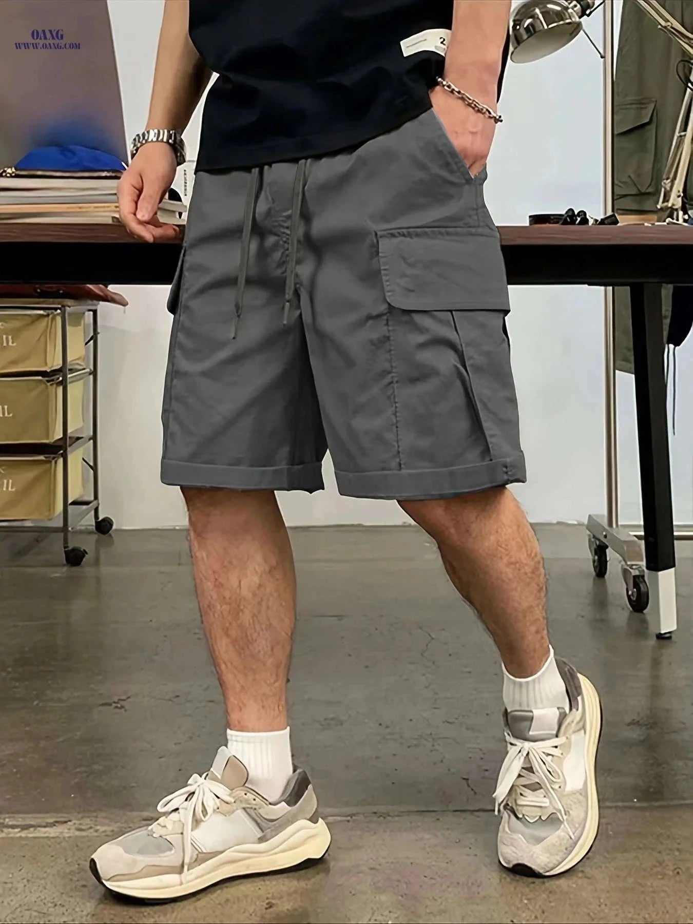Men's Fashionable Workwear Shorts - Comfortable Loose Fit & Durable Design   OAXG Black / FR S