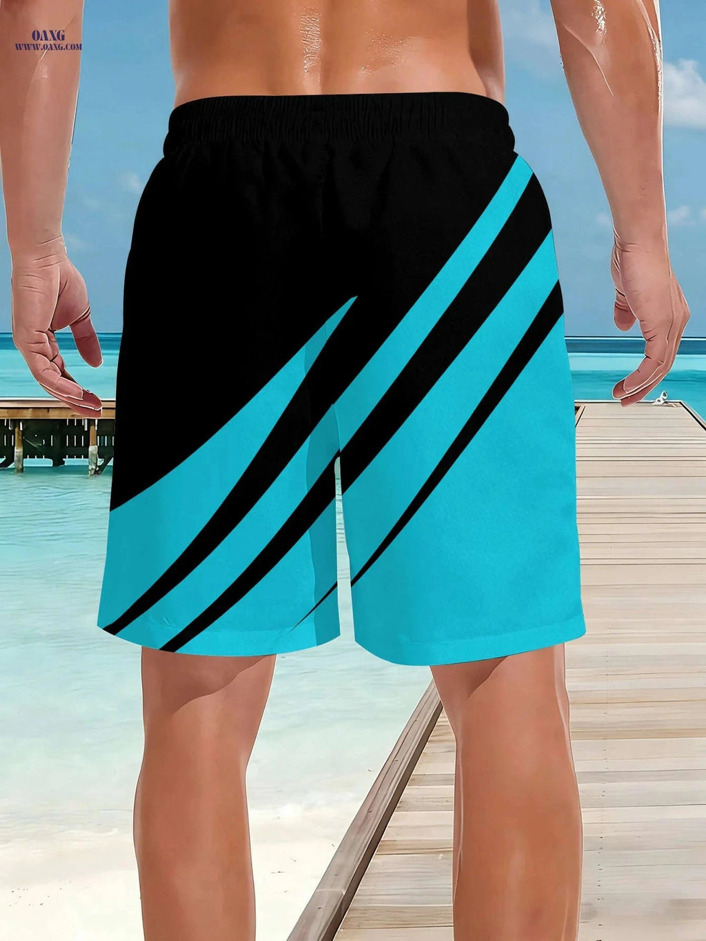 Men’s Fast-Drying Swim Shorts - Vibrant Geometric Design, Relaxed Fit   OAXG Mixed Color / FR S