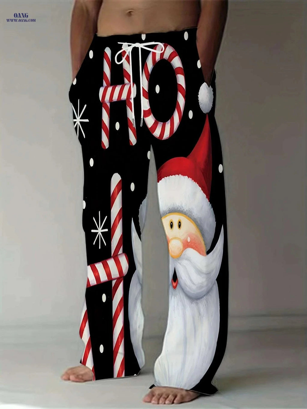 Men's Festive 3D Print Christmas Pants - Relaxed Straight Leg Fit   OAXG 