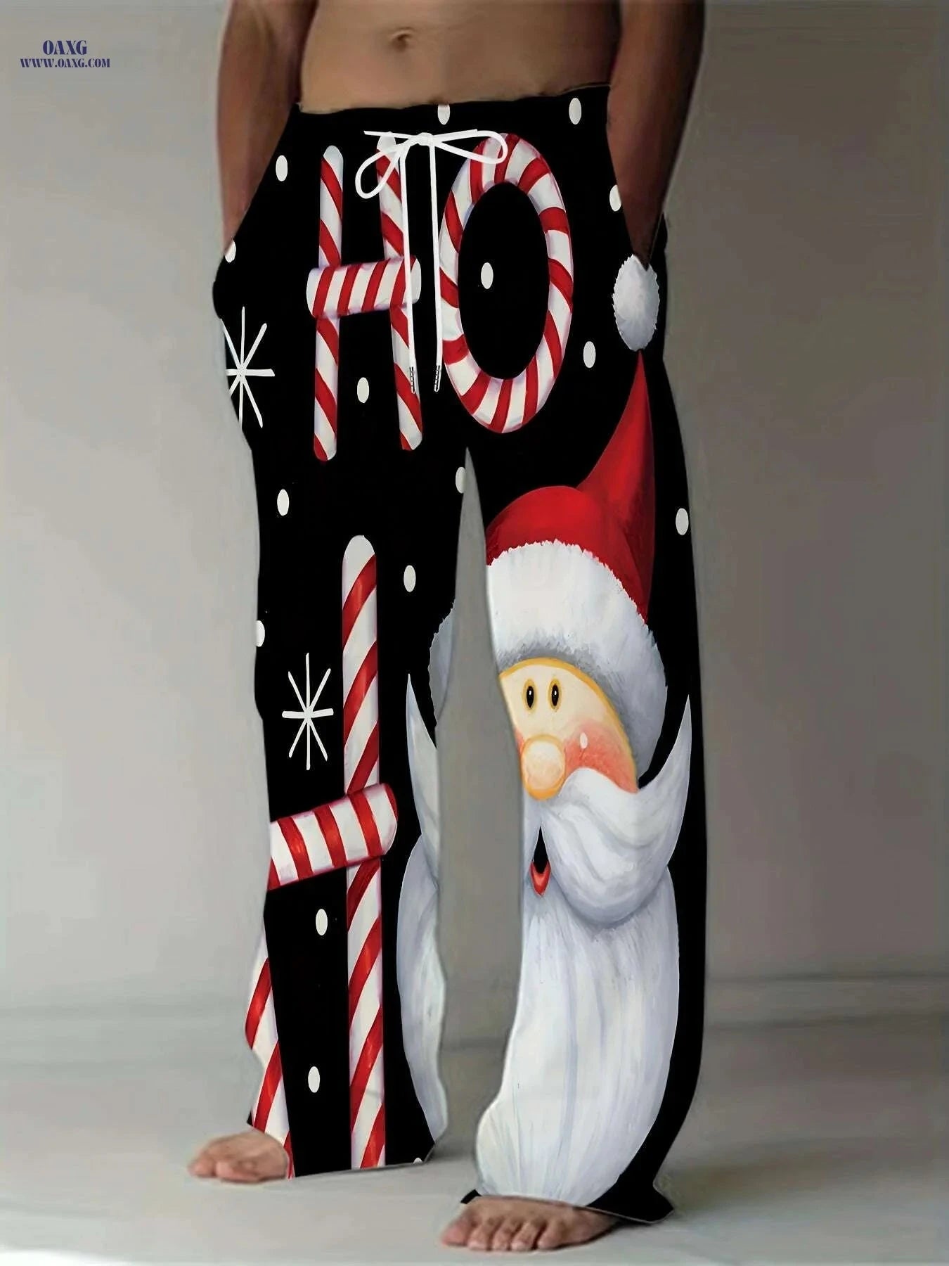Men's Festive 3D Print Christmas Pants - Relaxed Straight Leg Fit   OAXG 