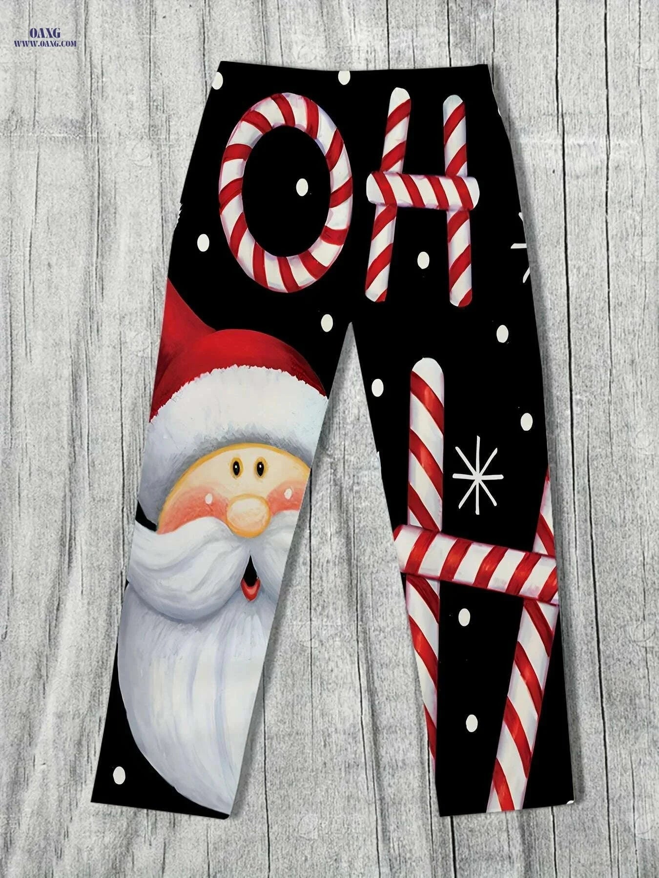 Men's Festive 3D Print Christmas Pants - Relaxed Straight Leg Fit   OAXG Black / M