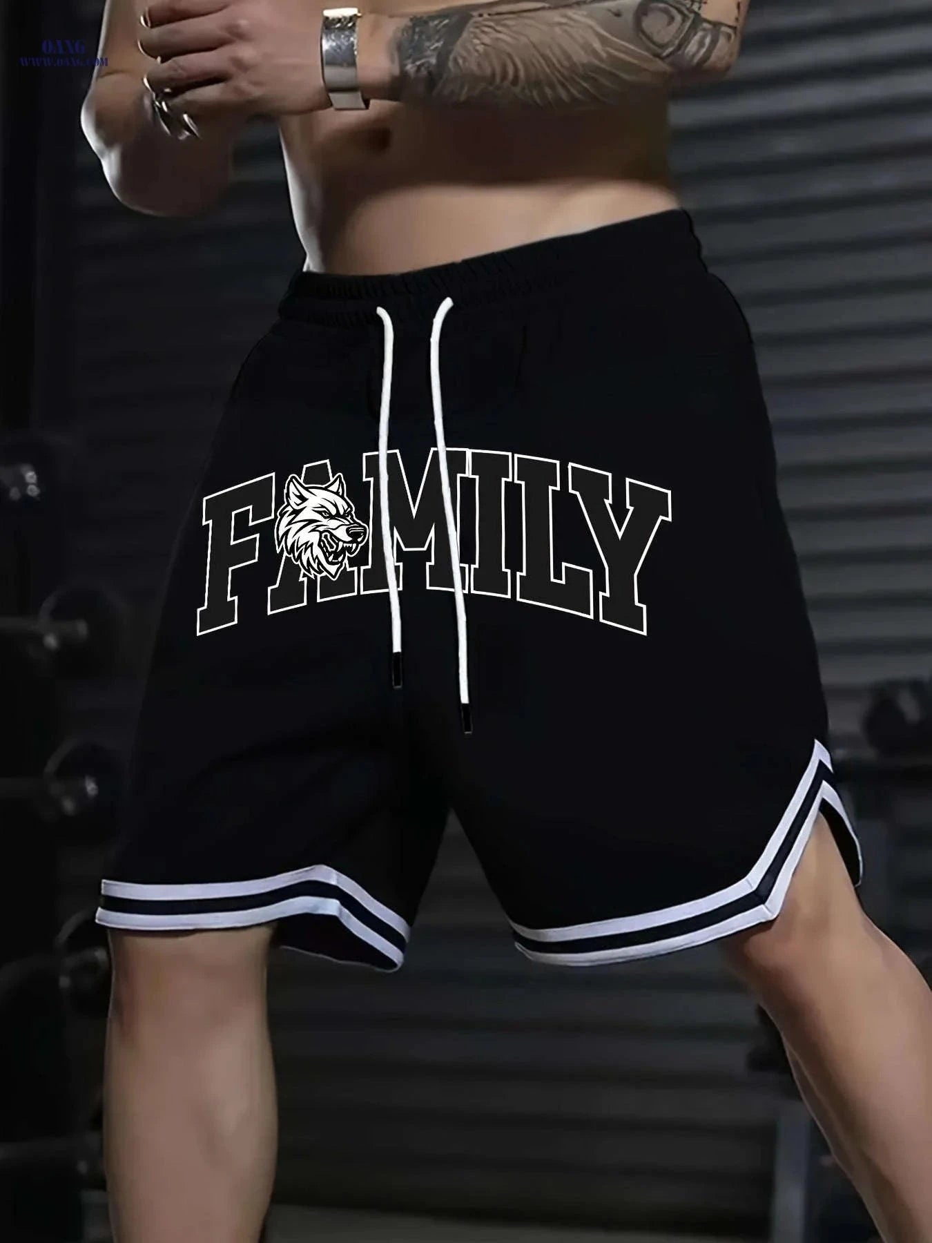 Men's Five-Pocket Sports Shorts - Striped Trim Basketball Style   OAXG 