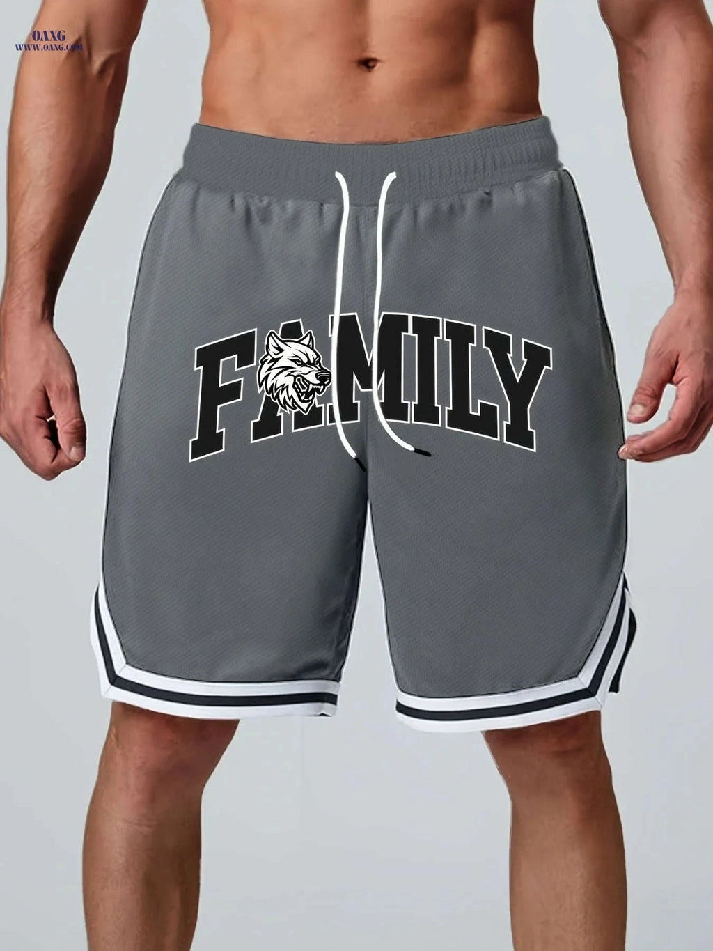 Men's Five-Pocket Sports Shorts - Striped Trim Basketball Style   OAXG 