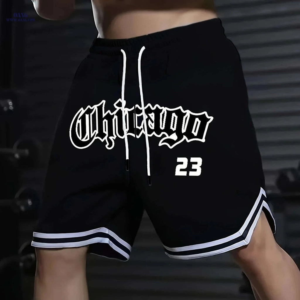 Men's Five-Pocket Sports Shorts - Striped Trim Basketball Style   OAXG 
