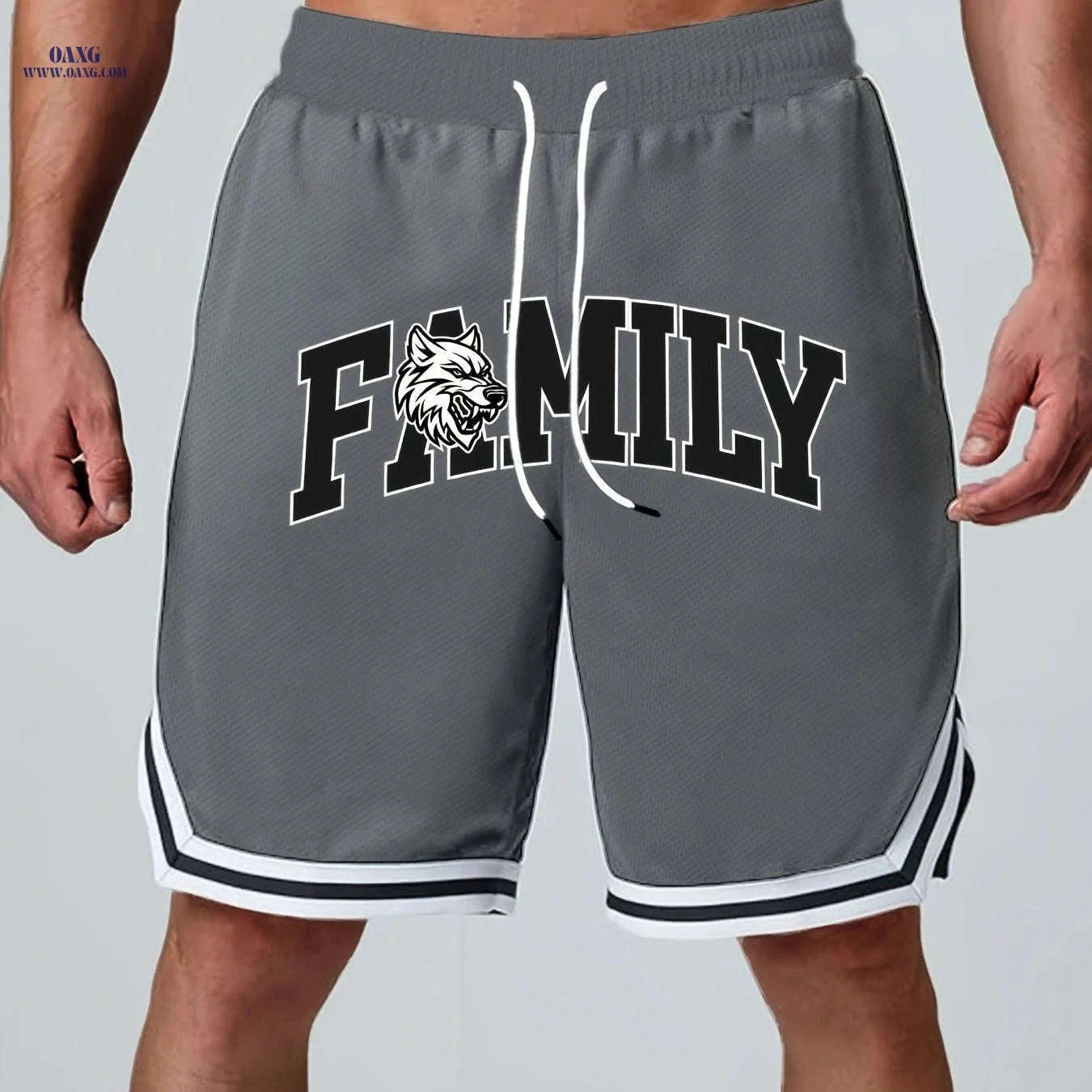Men's Five-Pocket Sports Shorts - Striped Trim Basketball Style   OAXG 