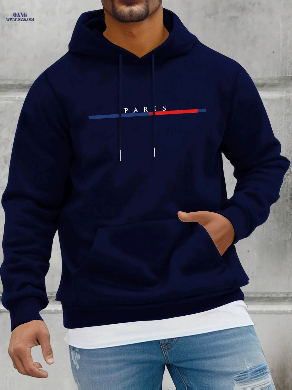 Men’s Fleece Hoodie with Kangaroo Pocket - Casual Spring & Autumn Style   OAXG 