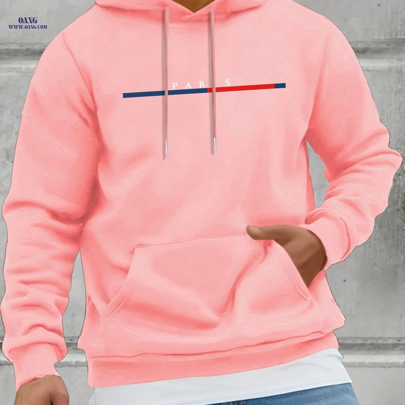 Men’s Fleece Hoodie with Kangaroo Pocket - Casual Spring & Autumn Style   OAXG 