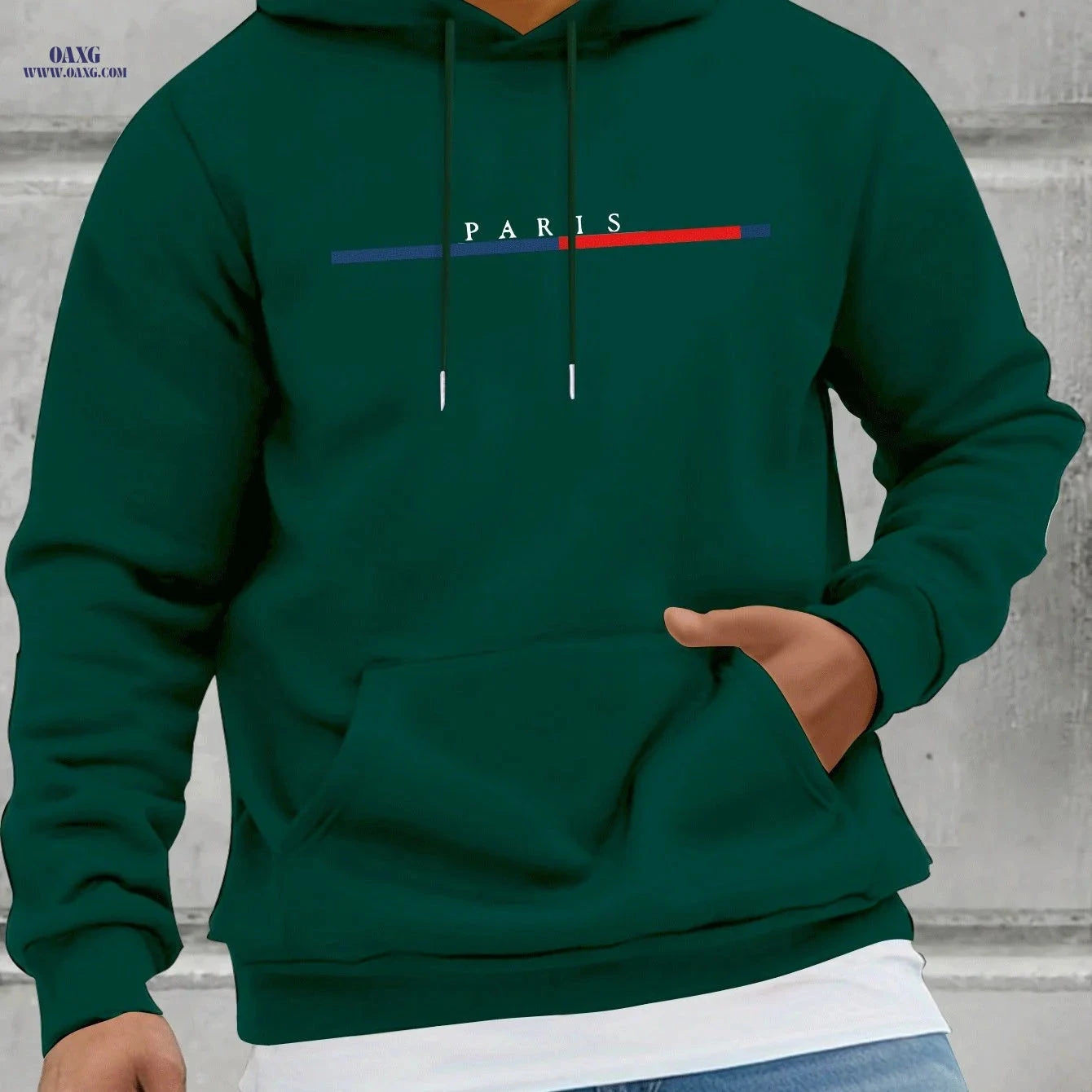 Men’s Fleece Hoodie with Kangaroo Pocket - Casual Spring & Autumn Style   OAXG 