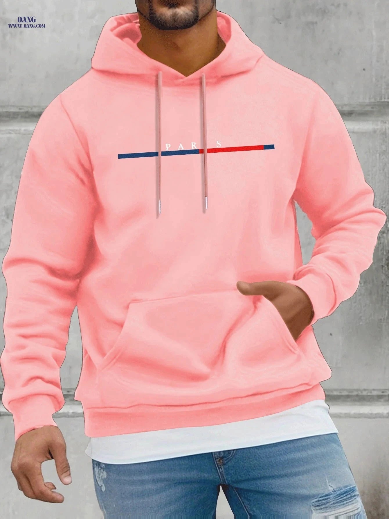 Men’s Fleece Hoodie with Kangaroo Pocket - Casual Spring & Autumn Style   OAXG 