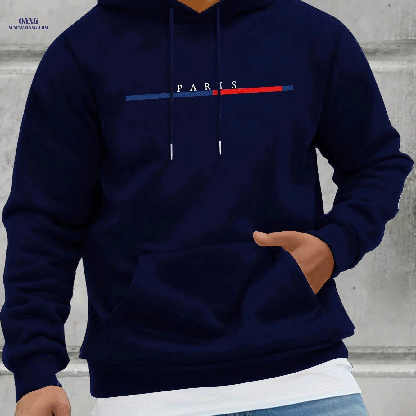 Men’s Fleece Hoodie with Kangaroo Pocket - Casual Spring & Autumn Style   OAXG 