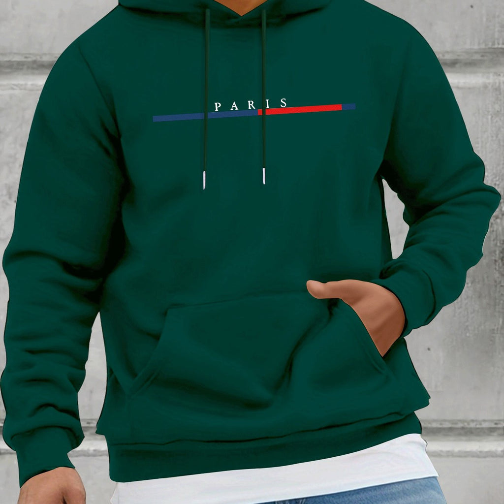 Men’s Fleece Hoodie with Kangaroo Pocket - Casual Spring & Autumn Style   OAXG 
