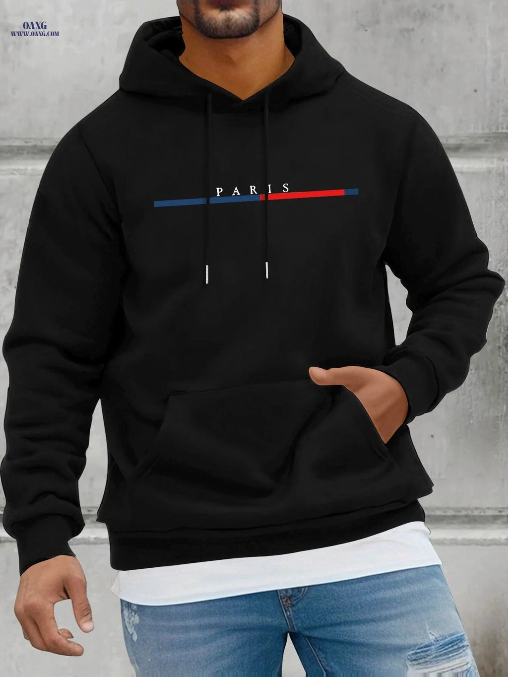 Men’s Fleece Hoodie with Kangaroo Pocket - Casual Spring & Autumn Style   OAXG 