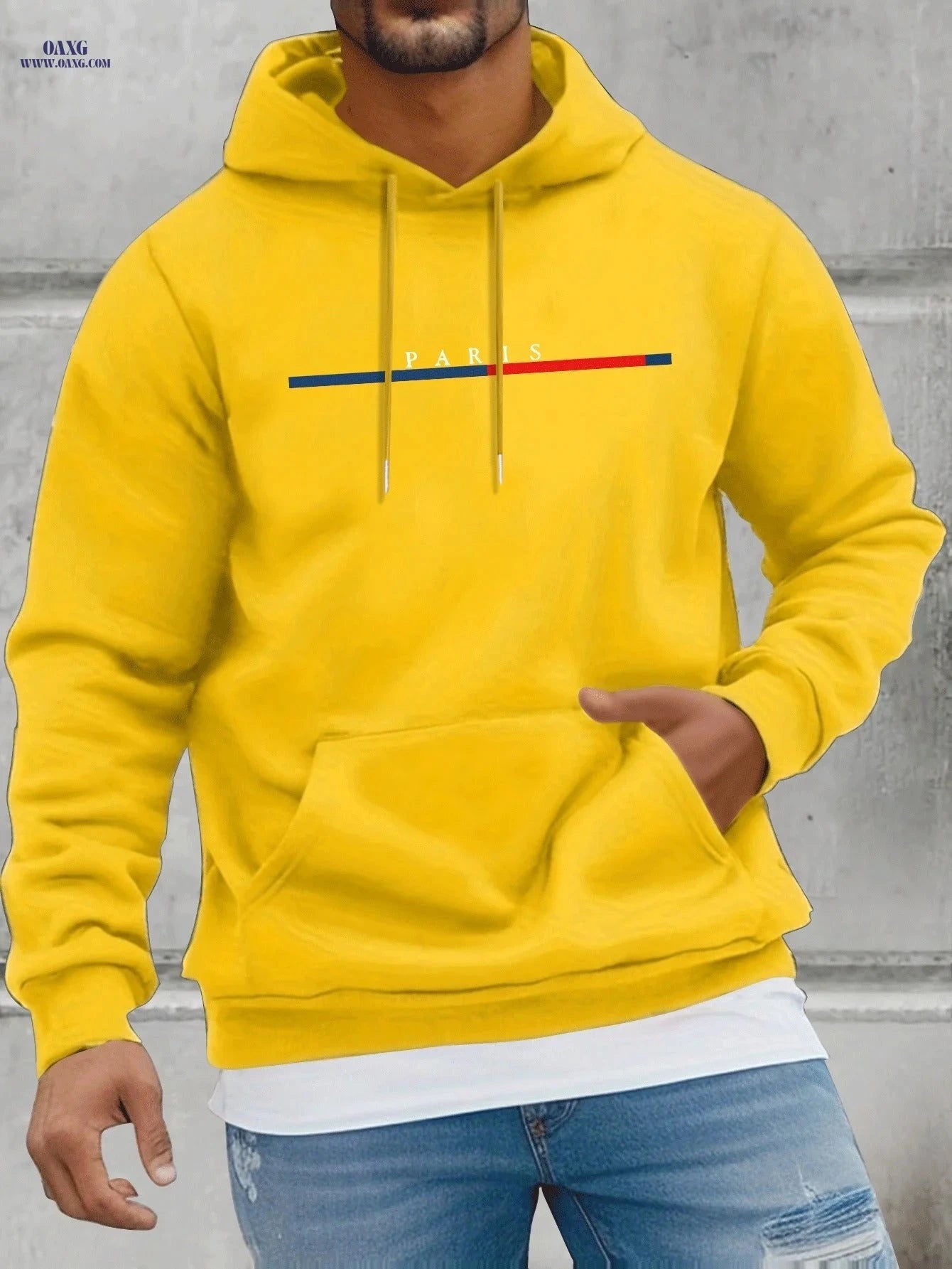 Men’s Fleece Hoodie with Kangaroo Pocket - Casual Spring & Autumn Style   OAXG Black / FR S
