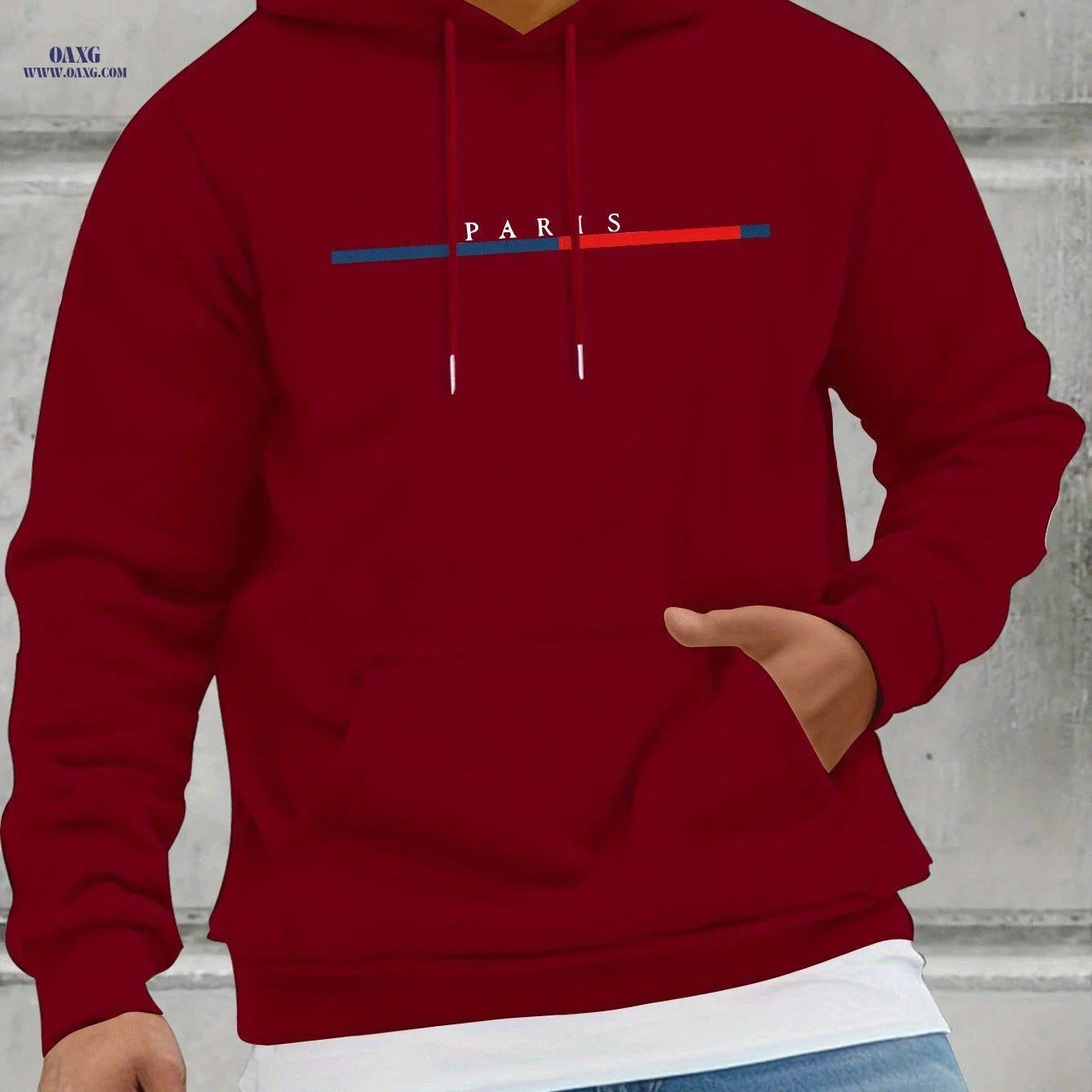 Men’s Fleece Hoodie with Kangaroo Pocket - Casual Spring & Autumn Style   OAXG 