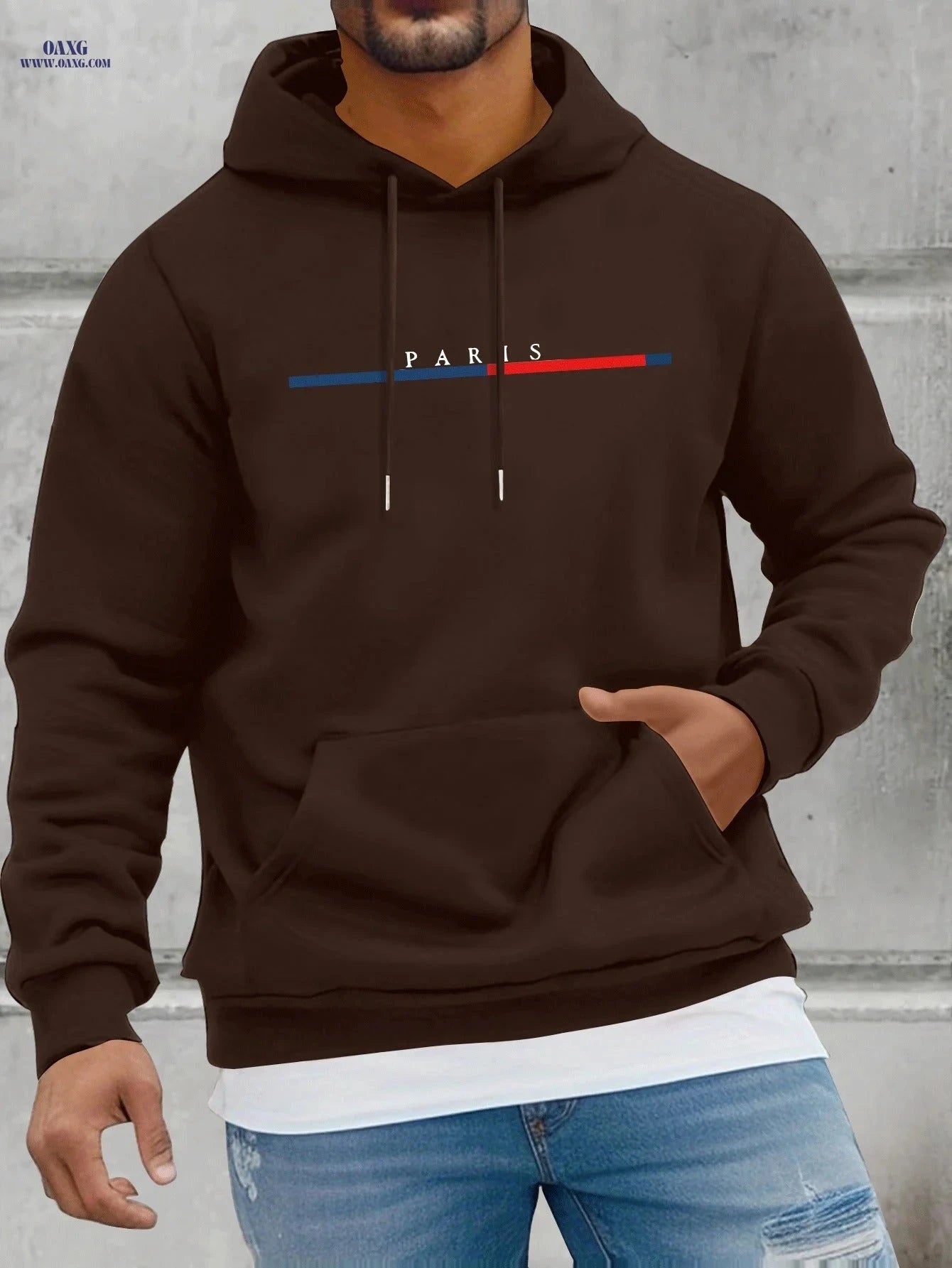 Men’s Fleece Hoodie with Kangaroo Pocket - Casual Spring & Autumn Style   OAXG 