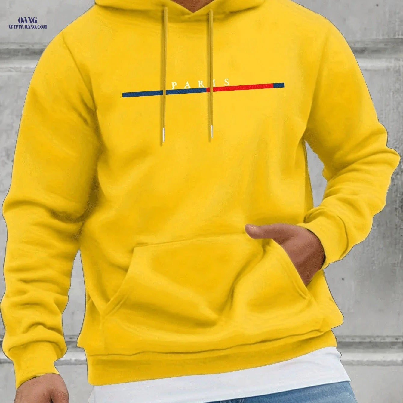 Men’s Fleece Hoodie with Kangaroo Pocket - Casual Spring & Autumn Style   OAXG 