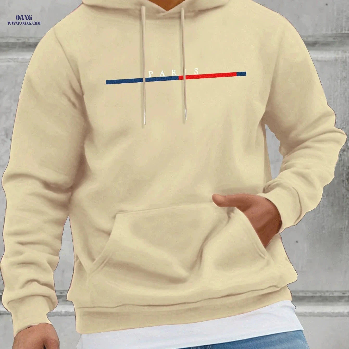 Men’s Fleece Hoodie with Kangaroo Pocket - Casual Spring & Autumn Style   OAXG 