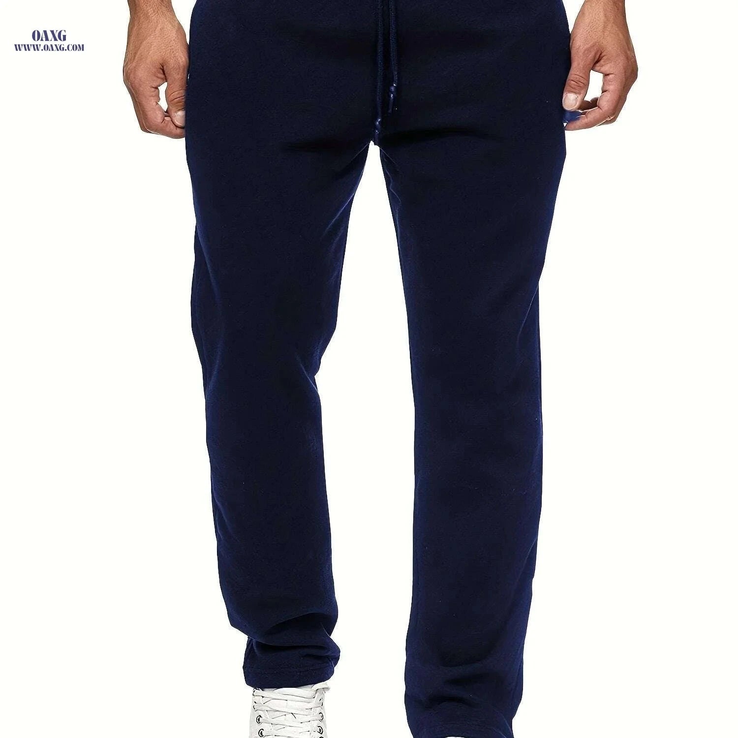 Men's Fleece-Lined Joggers - Solid Color, Comfortable Fit, Casual Style   OAXG 