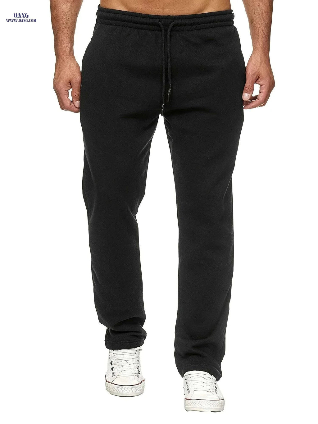 Men's Fleece-Lined Joggers - Solid Color, Comfortable Fit, Casual Style   OAXG 