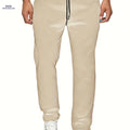Men's Fleece-Lined Joggers - Solid Color, Comfortable Fit, Casual Style   OAXG 