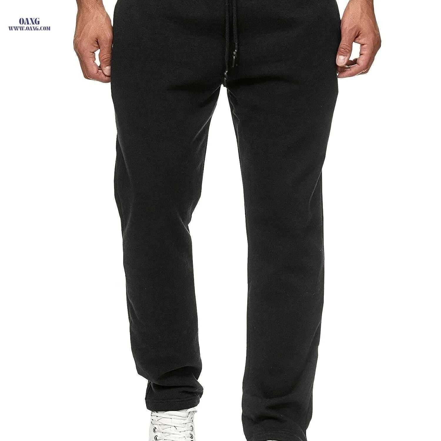 Men's Fleece-Lined Joggers - Solid Color, Comfortable Fit, Casual Style   OAXG Beige / S