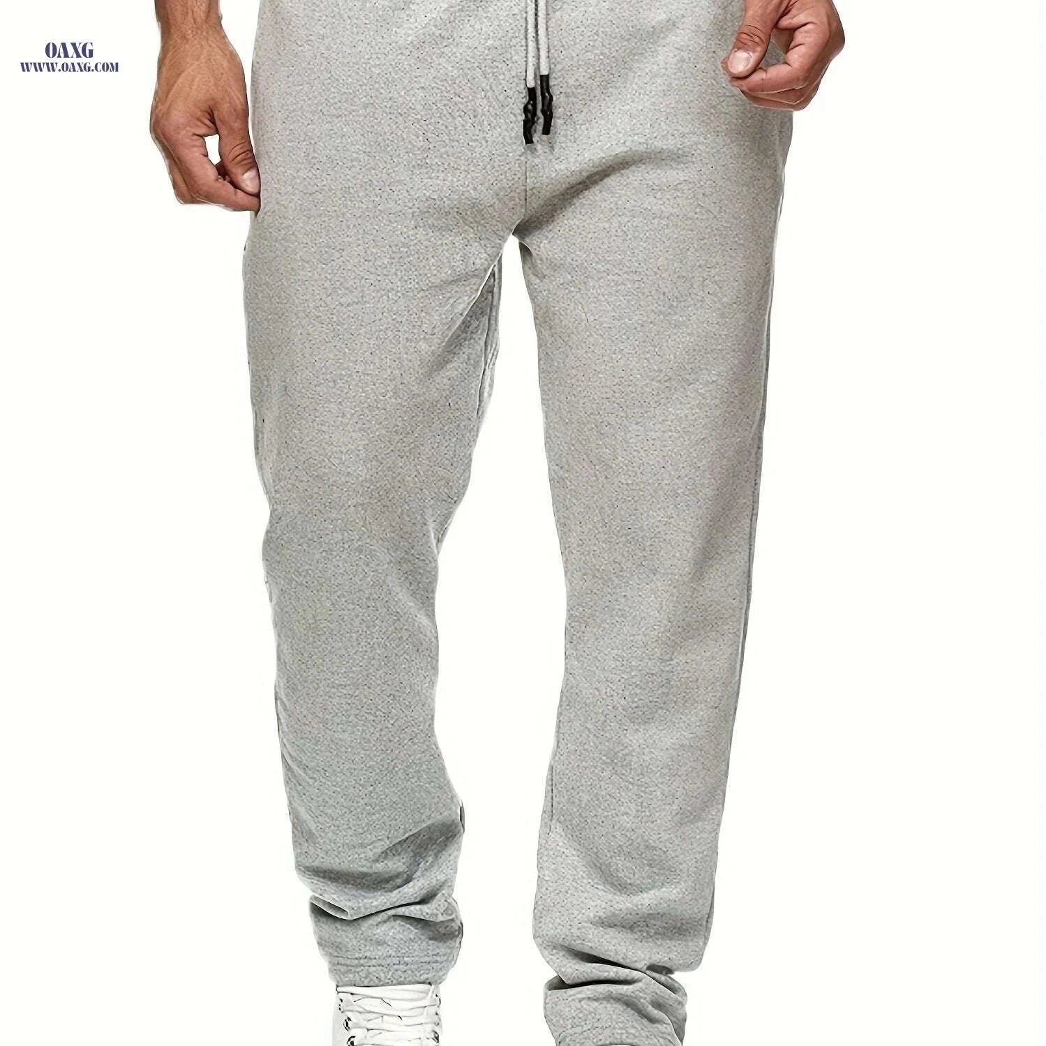 Men's Fleece-Lined Joggers - Solid Color, Comfortable Fit, Casual Style   OAXG Beige / S