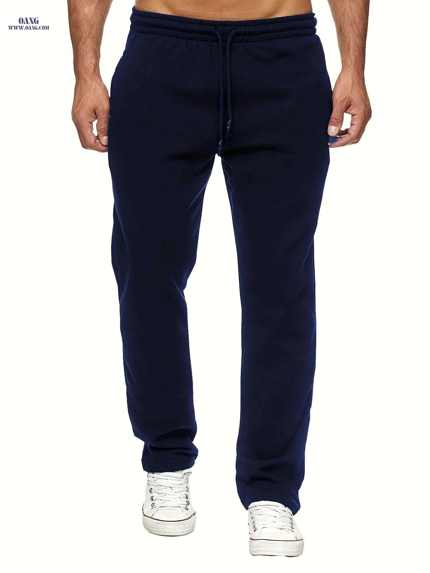 Men's Fleece-Lined Joggers - Solid Color, Comfortable Fit, Casual Style   OAXG 