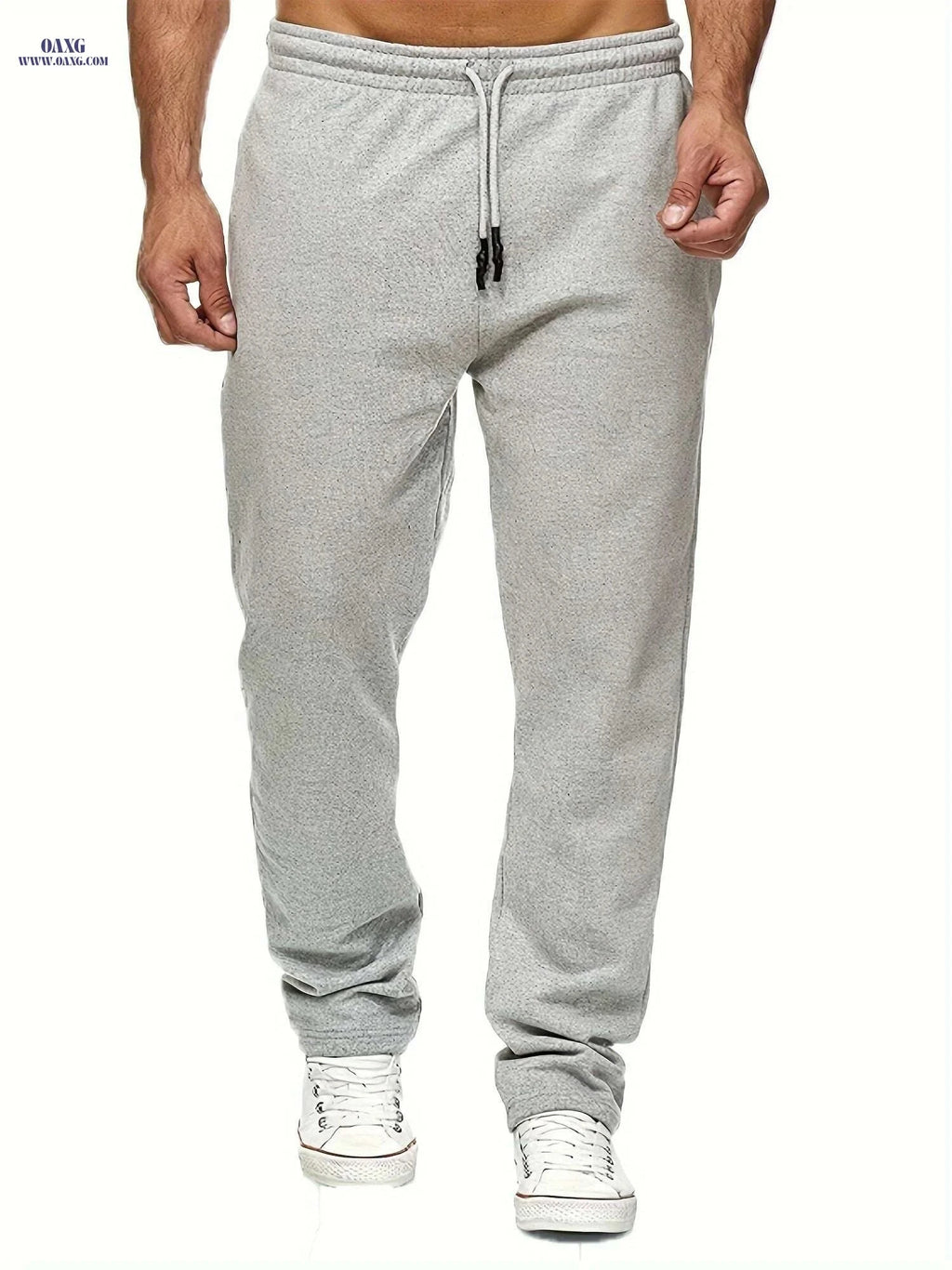 Men's Fleece-Lined Joggers - Solid Color, Comfortable Fit, Casual Style   OAXG 