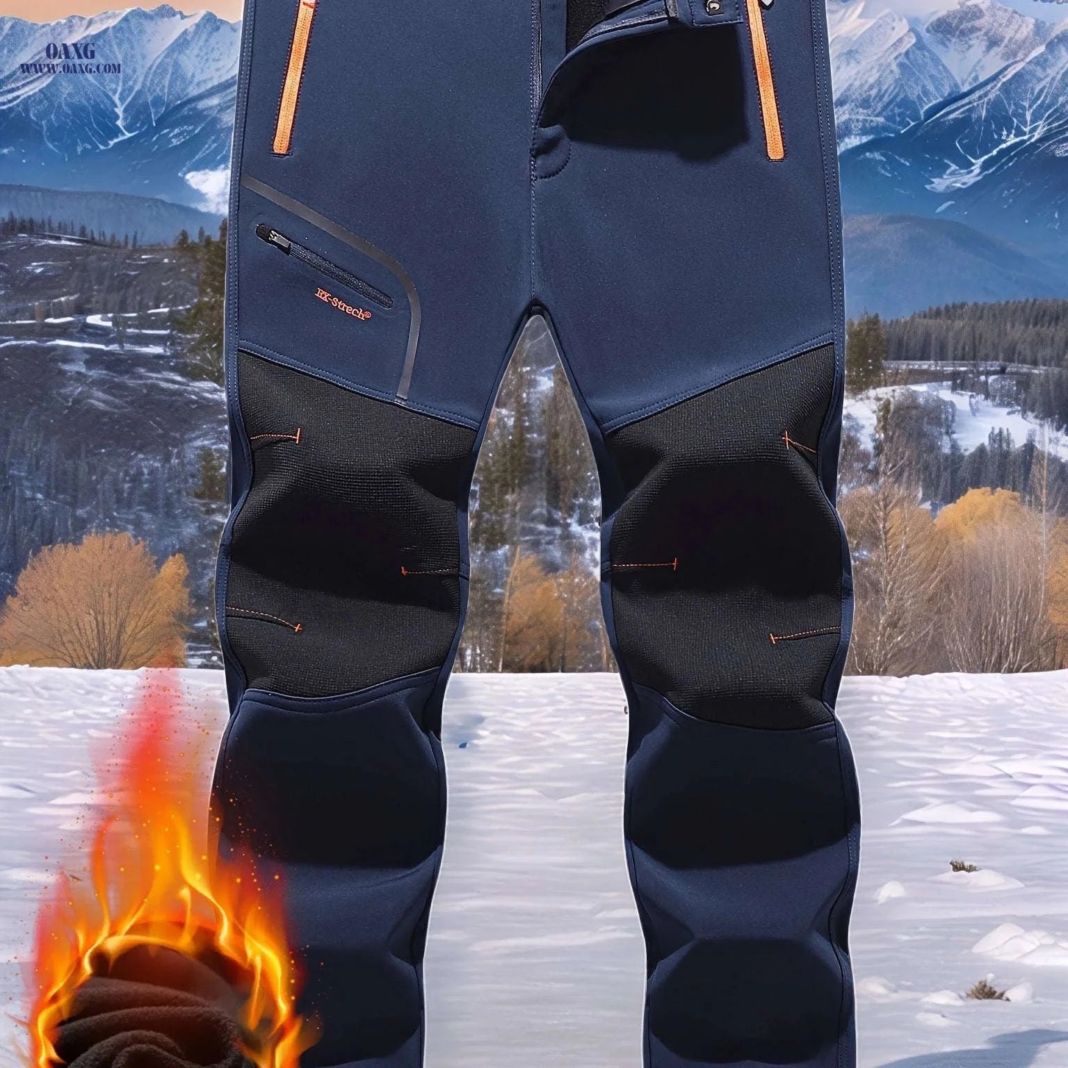 Men's Fleece-Lined Work Pants - Windproof with Zippered Pockets   OAXG Army Green / FR S