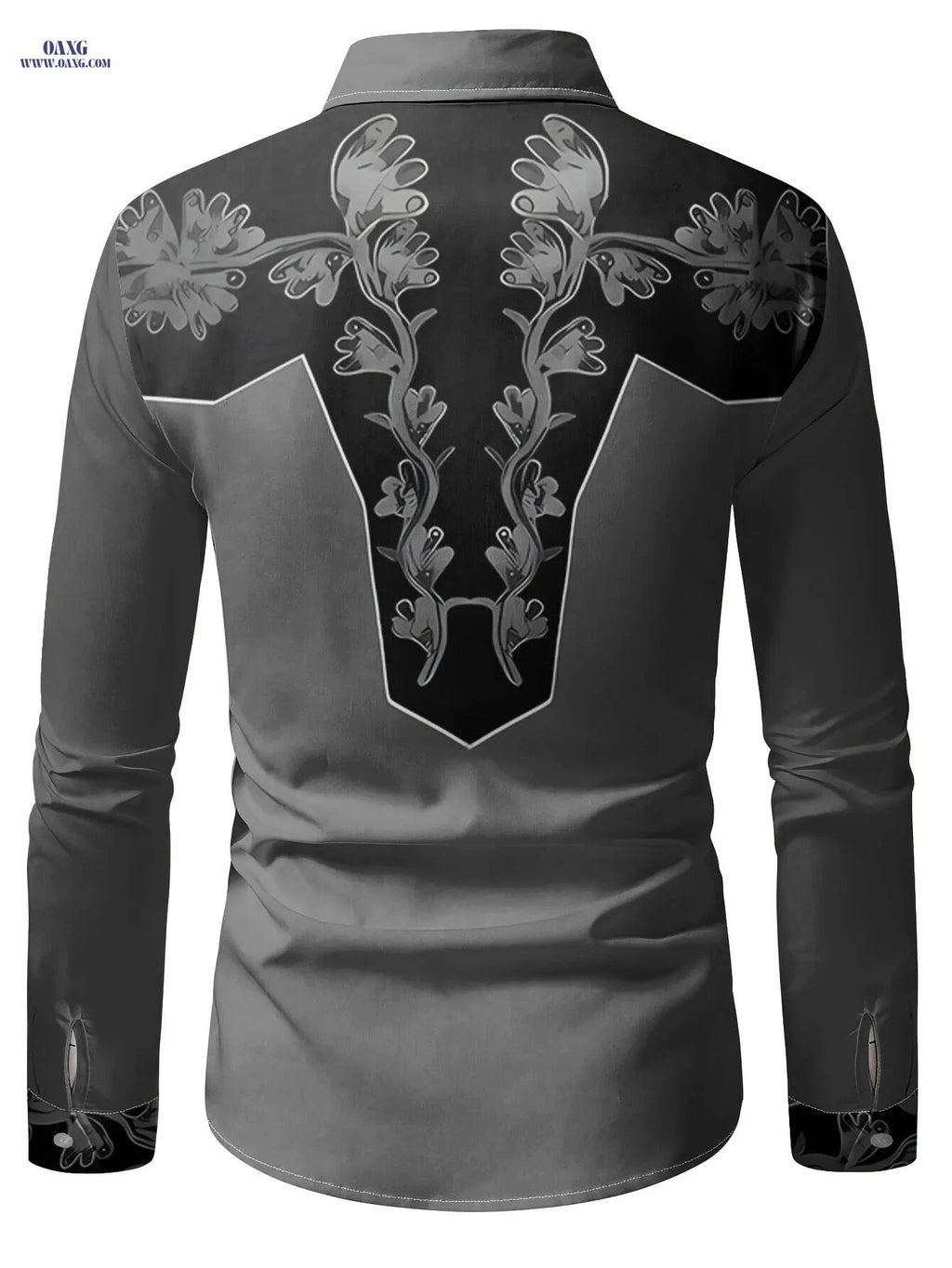 Men's Floral Print Shirt - Casual Faux Denim Style for All Seasons   OAXG 