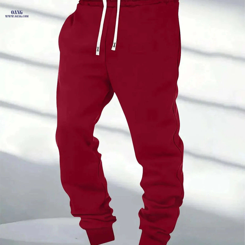 Men's Four-Season Drawstring Pants - Comfortable Sports Style   OAXG Red / S