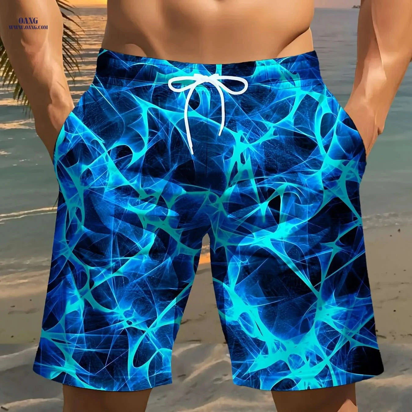 Men's Geometric 3D Print Beach Shorts - Lightweight Casual Summer Wear   OAXG 