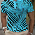 Men's Geometric 3D Print Short-Sleeve Button-Up Shirt - Casual Style   OAXG Sky Blue / FR M