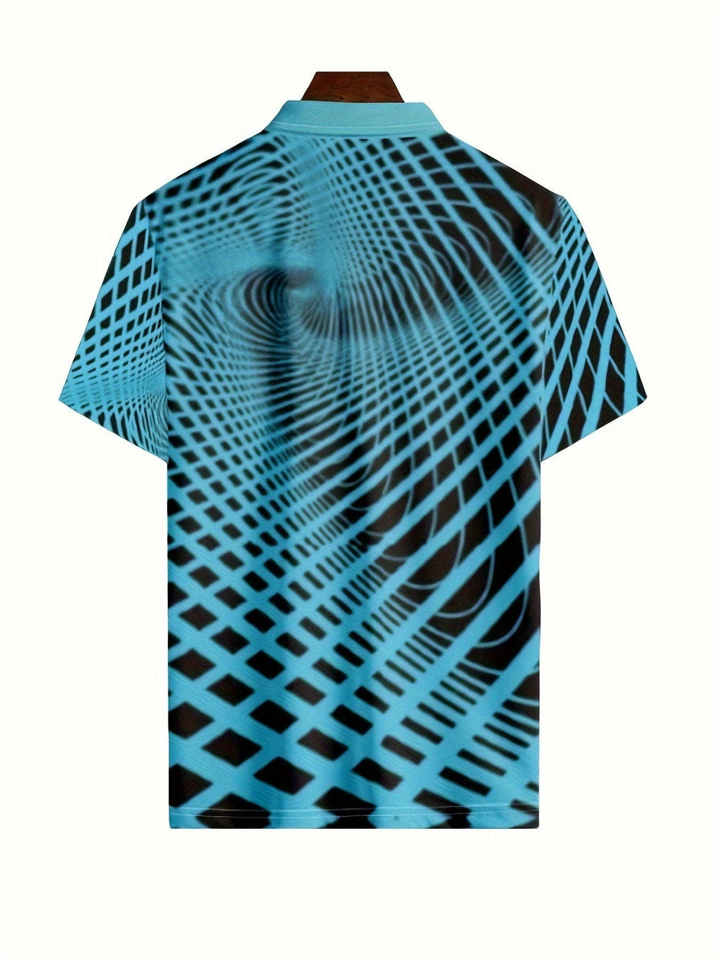 Men's Geometric 3D Print Short-Sleeve Button-Up Shirt - Casual Style   OAXG Sky Blue / FR M