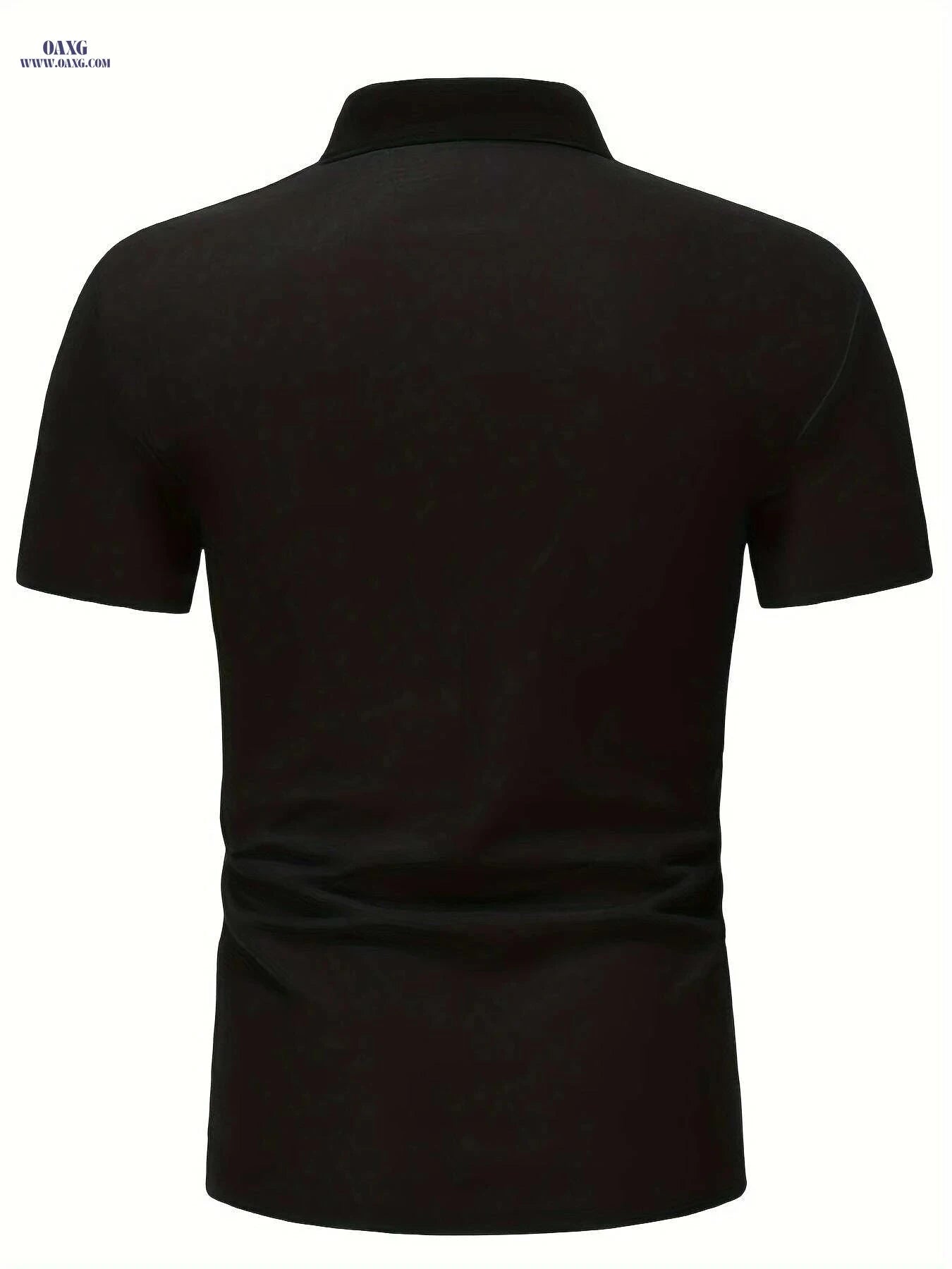 Men's Geometric Color Block Shirt - Breathable Short Sleeve Design   OAXG Black / S