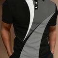 Men's Geometric Color Block Shirt - Breathable Short Sleeve Design   OAXG 