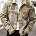 Men's Geometric Pattern Fleece Jacket - Casual Long-Sleeved Style   OAXG Multicolor / FR S