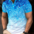Men's Geometric Pattern Golf T-Shirt - Stylish Short Sleeve Tee   OAXG Sky Blue / FR S