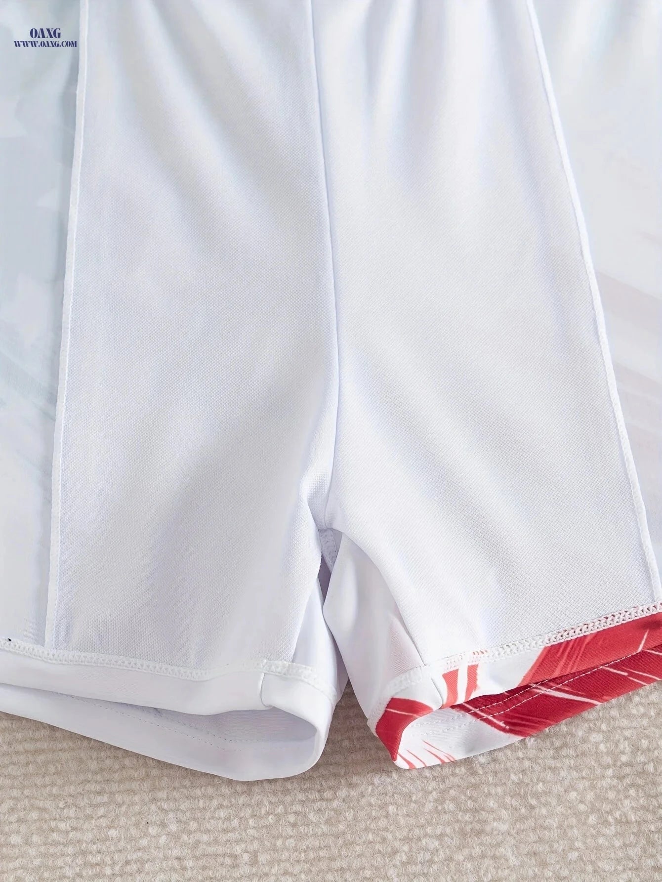 Men's Geometric Pattern Swim Trunks - Red, White & Blue Drawstring   OAXG 
