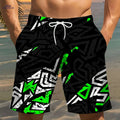 Men’s Geometric Print Beach Shorts - Lightweight, Drawstring Design   OAXG Mixed Color / S