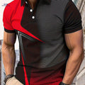 Men's Geometric Print Golf Shirt - Short Sleeve Casual Top   OAXG 