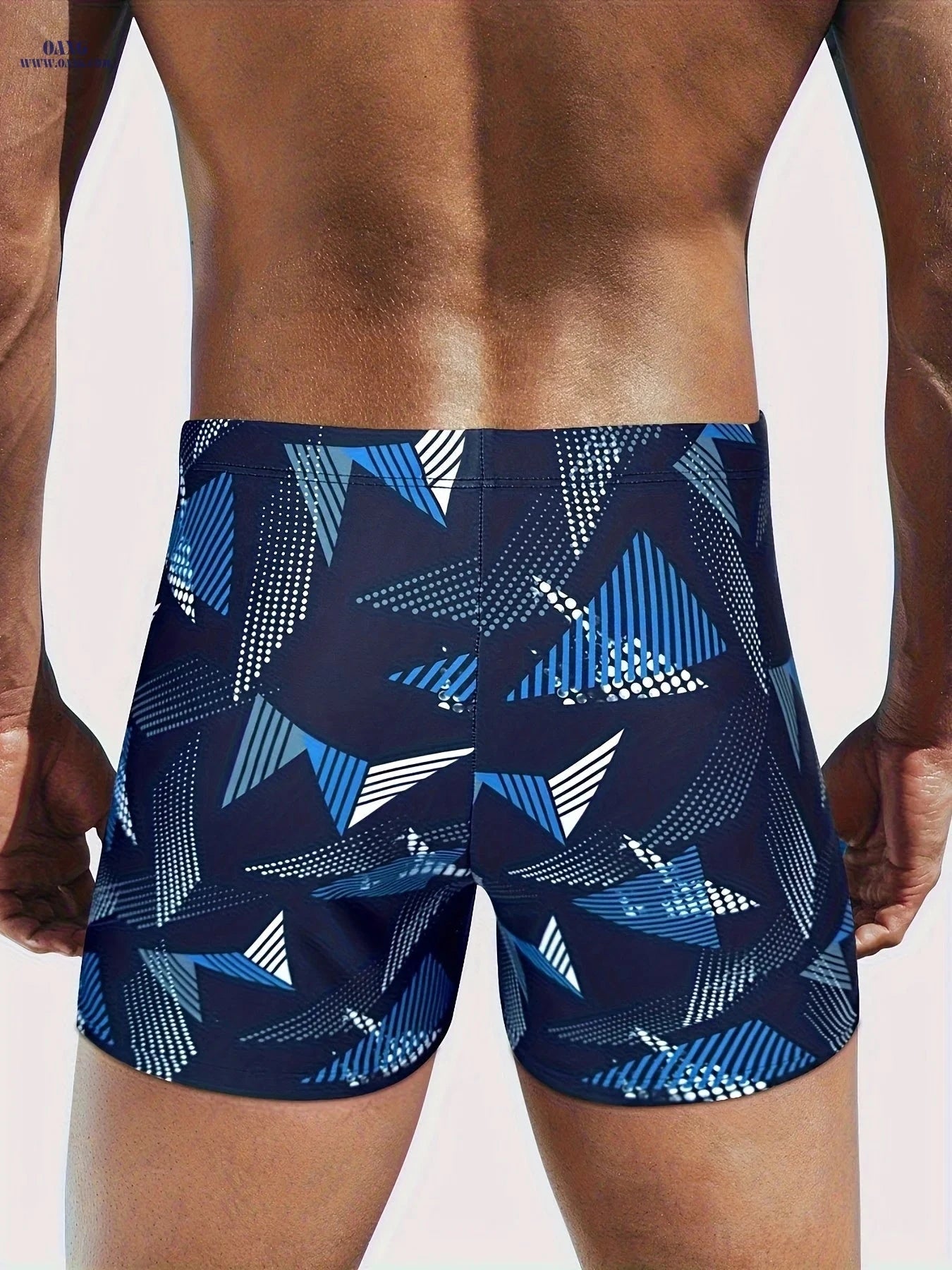 Men's Geometric Quick-Dry Swim Trunks - Breathable, Adjustable Fit   OAXG 