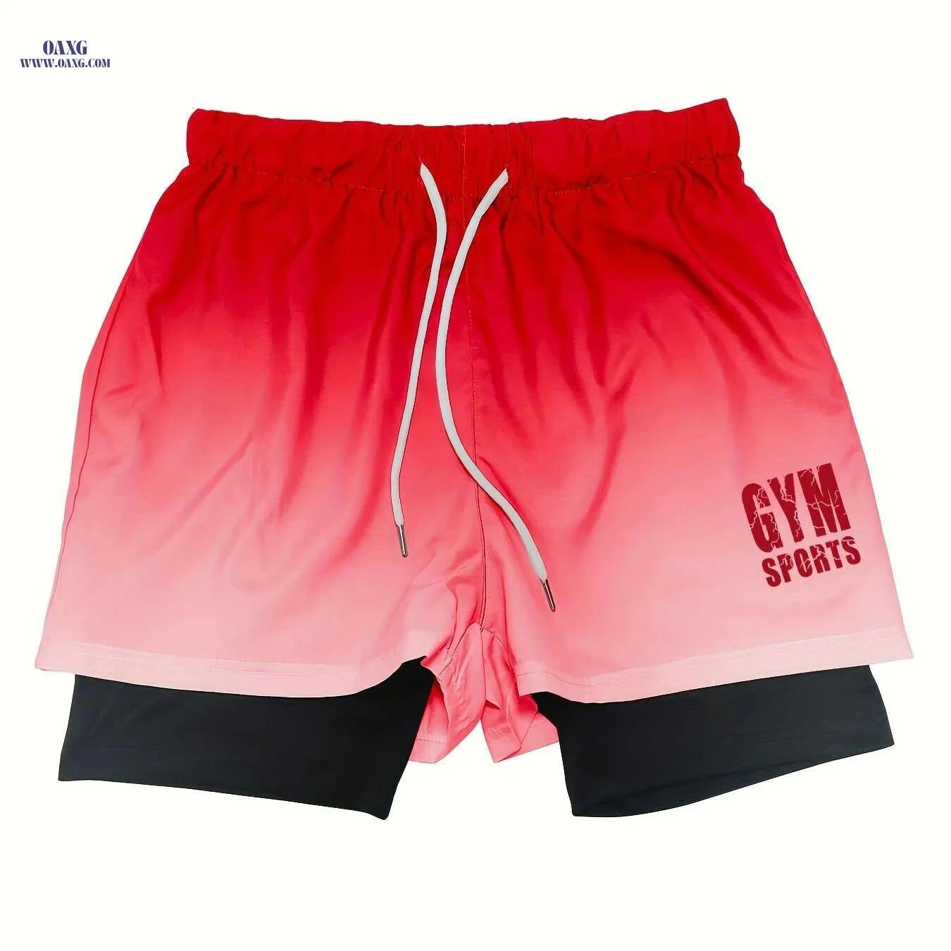 Men's Gradient Athletic Shorts - Breathable, Adjustable Drawstring, Black to Gray   OAXG 