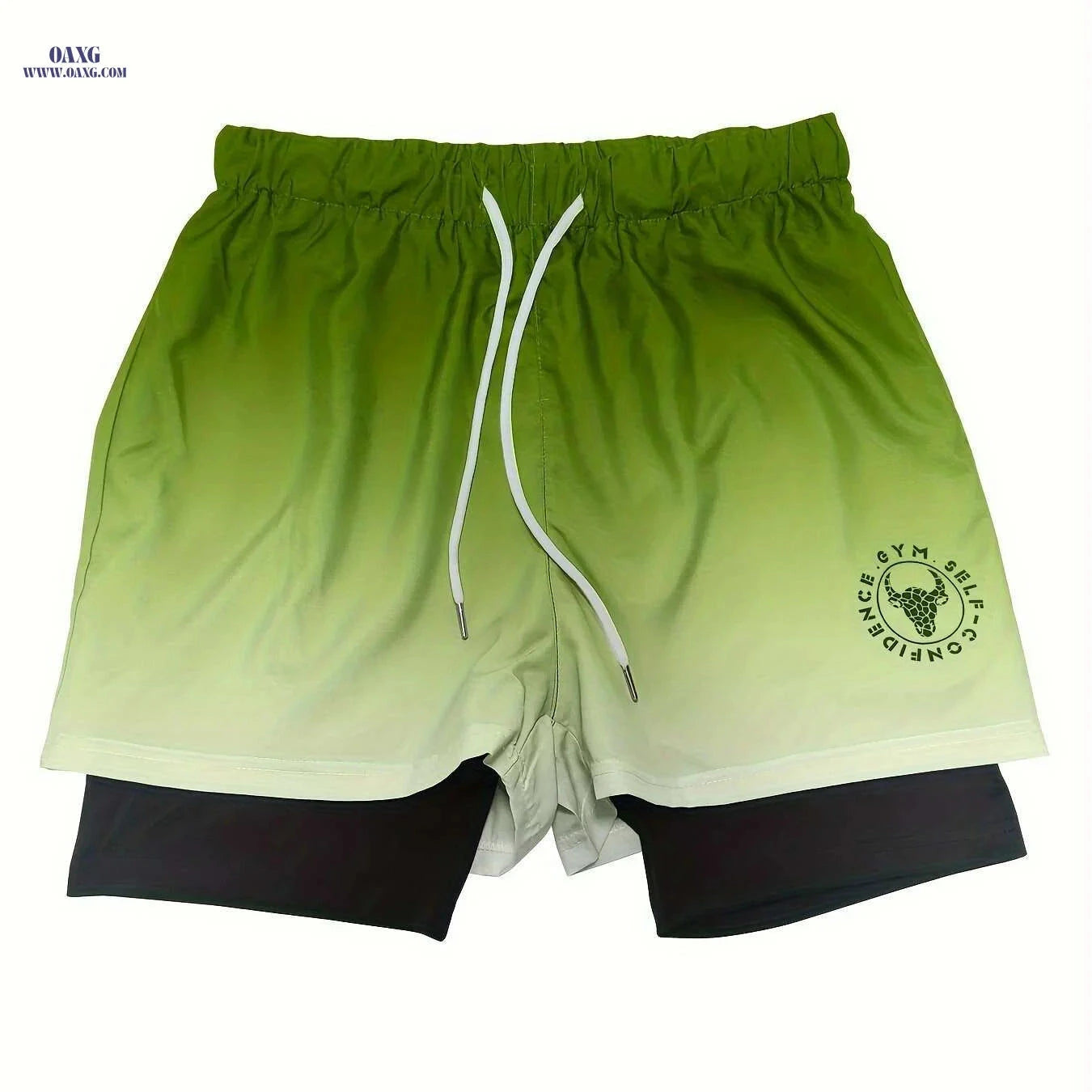 Men's Gradient Athletic Shorts - Breathable, Adjustable Drawstring, Black to Gray   OAXG Charcoal / S