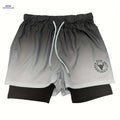 Men's Gradient Athletic Shorts - Breathable, Adjustable Drawstring, Black to Gray   OAXG Charcoal / S